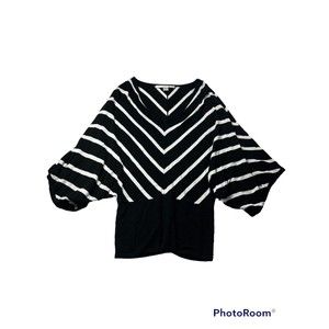 Boston Proper Striped Black And White Dolman Batwing Sleeve Top Women's Size XXS